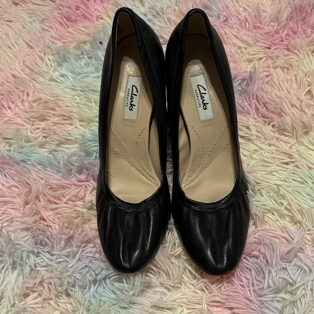 Clarks Women's Black Leather Heels